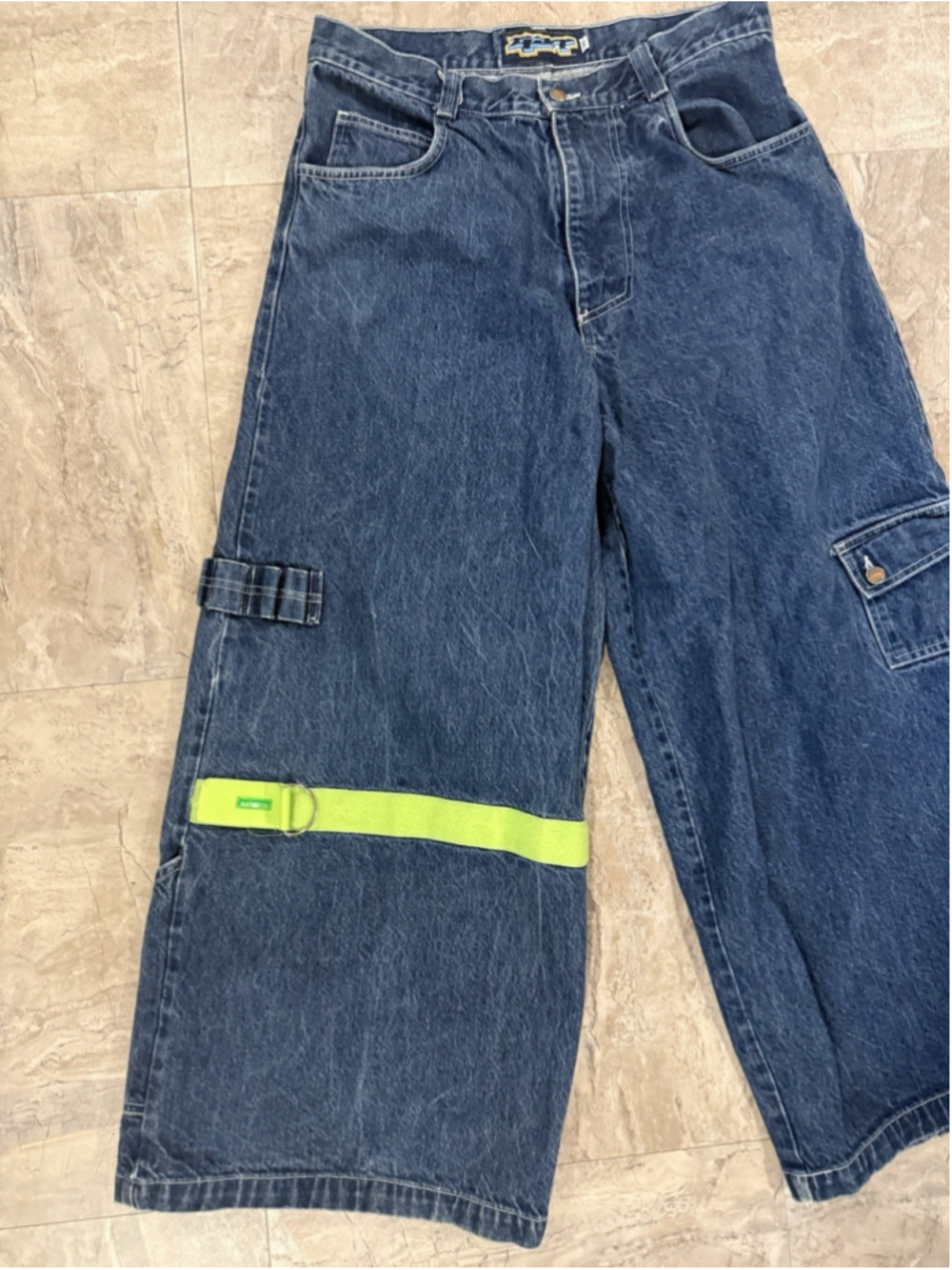 VTG GAT 90s Baggy Wide Leg Cargo Rave Skater Graffiti RARE Denim Jeans 36